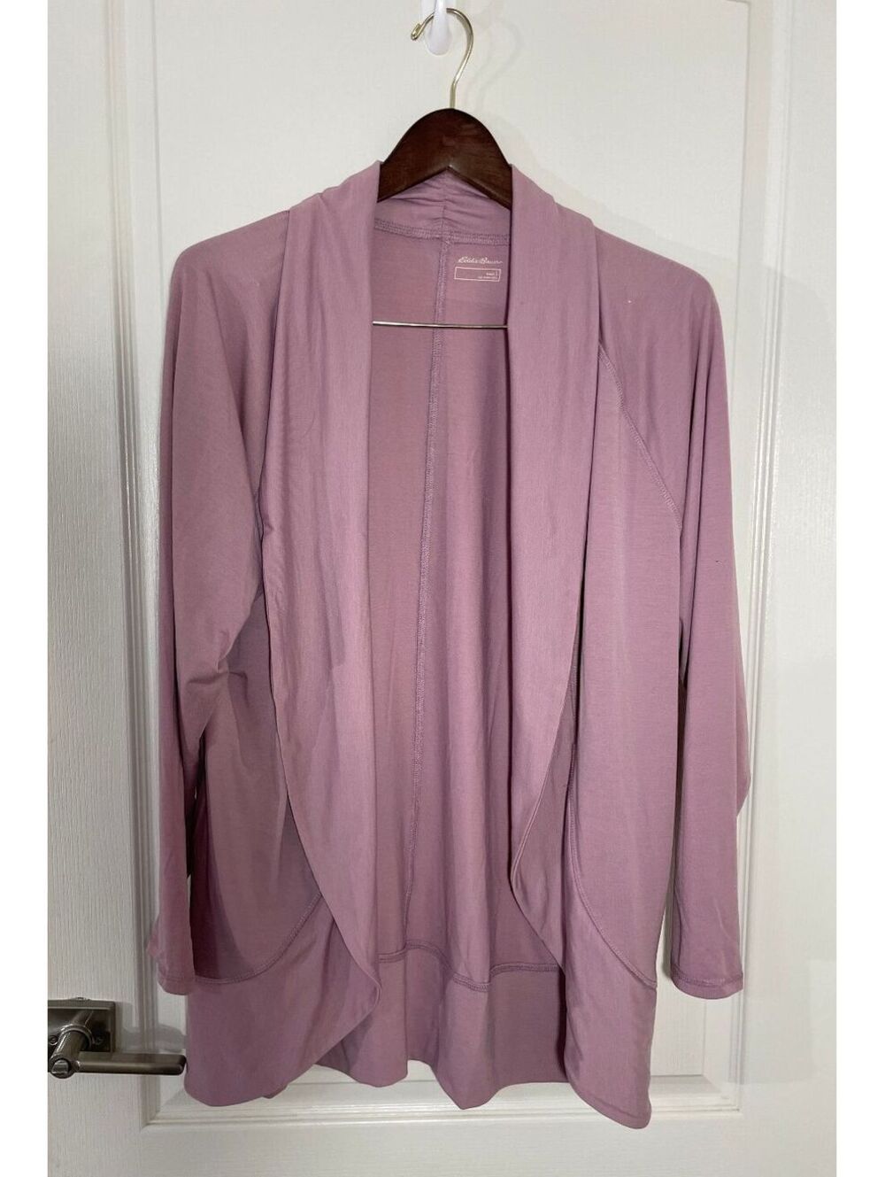 Eddie Bauer Large Yoga long cardi lilac pink athleisure soft oversized